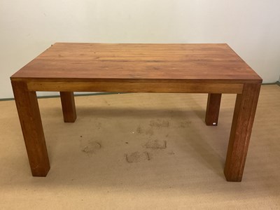 Lot 804 - A rustic teak kitchen table, height 78cm width...