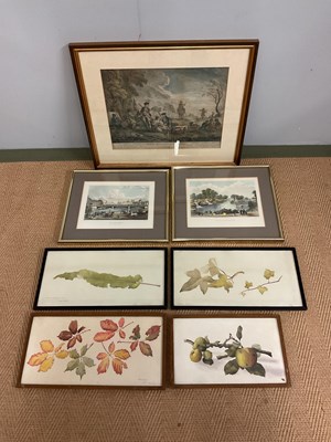 Lot 425 - Seven watercolours and prints, leaves and...