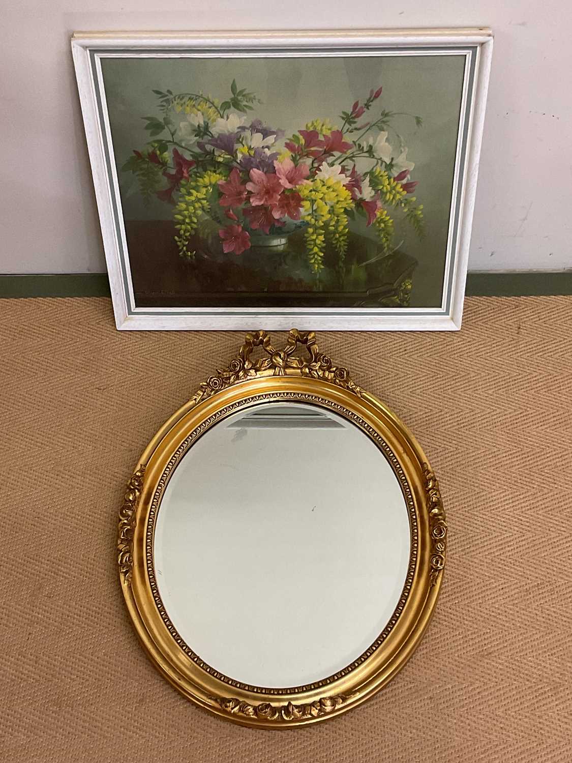Lot 313 - VERNON WARD; print, still life of flowers in a...