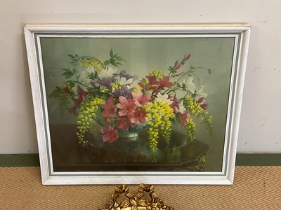 Lot 313 - VERNON WARD; print, still life of flowers in a...