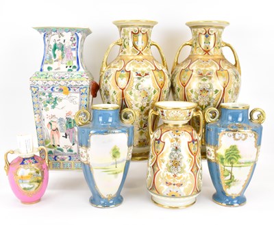 Lot 176 - Three matching Noritake vases, comprising a...