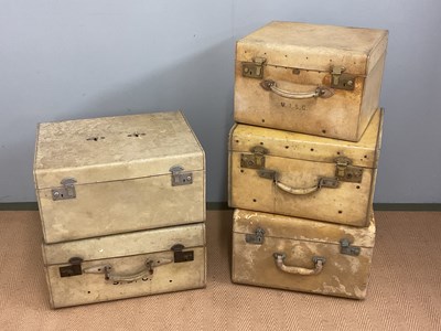 Lot 53 - Five mid 20th century vellum travel cases of...