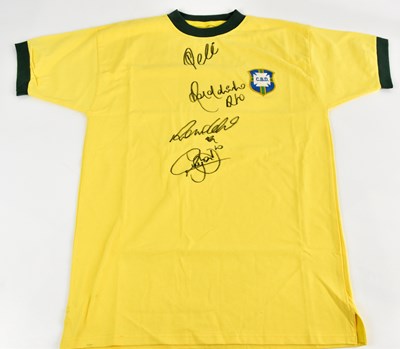 Lot 323 - BRAZIL; a replica 1970s retro shirt, signed to...