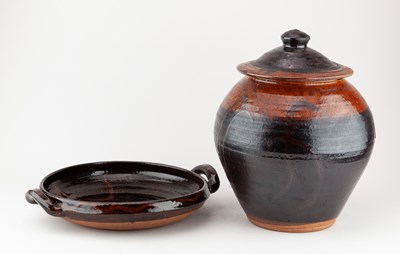 Lot 106 - CLIVE BOWEN (born 1943); a slipware jar and...