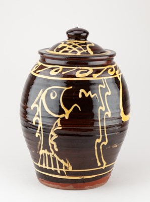 Lot 102 - CLIVE BOWEN (born 1943); a large slipware jar...