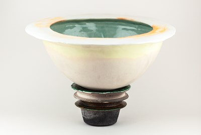 Lot 94 - CHRIS JENSEN; a large porcelain bowl covered...