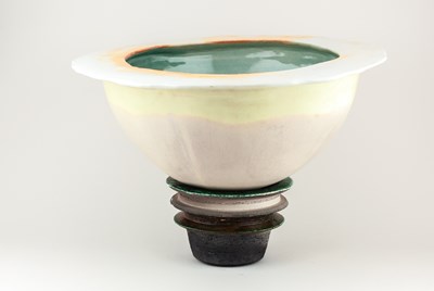 Lot 94 - CHRIS JENSEN; a large porcelain bowl covered...