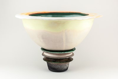 Lot 94 - CHRIS JENSEN; a large porcelain bowl covered...
