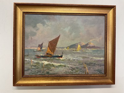 Lot 429 - UNATTRIBUTED; oil on board, sailing boats at...