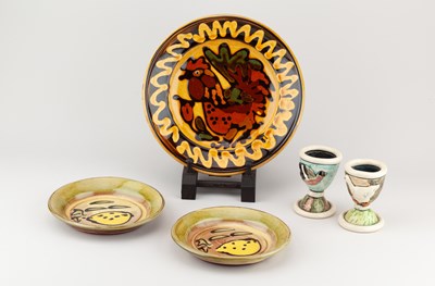 Lot 416 - MARY WONDRAUSCH (1923-2016); a slipware plate...