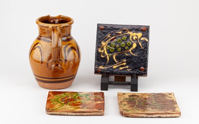Lot 107 - CLIVE BOWEN (born 1943); a slipware jug,...
