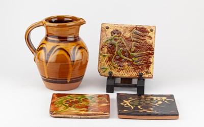 Lot 107 - CLIVE BOWEN (born 1943); a slipware jug,...
