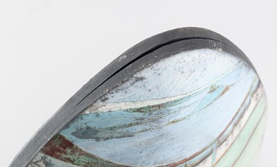 Lot 378 - LINDSEY WALSH; a triangular raku rocking...