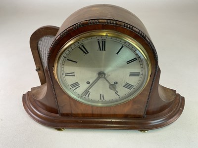 Lot 666 - A large Edwardian mahogany mantel clock with...