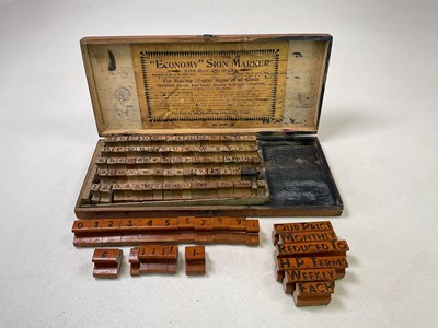 Lot 83 - Vintage wooden retail ink printing blocks and...