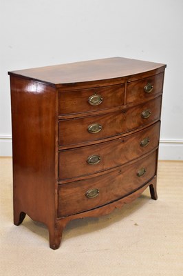 Lot 1240 - A Victorian mahogany bowfronted chest of two...