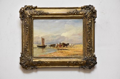 Lot 773 - ATTRIBUTED TO DAVID COX; oil on board, coastal...