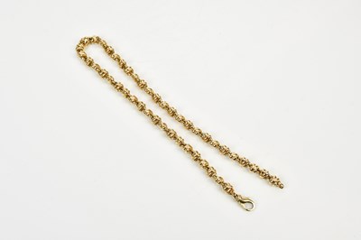 Lot 225 - A 9ct yellow gold love knot necklace, length...