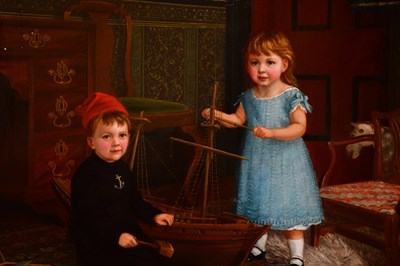 Lot 757 - C J DURHAM; oil on canvas, 'The Wreckers',...