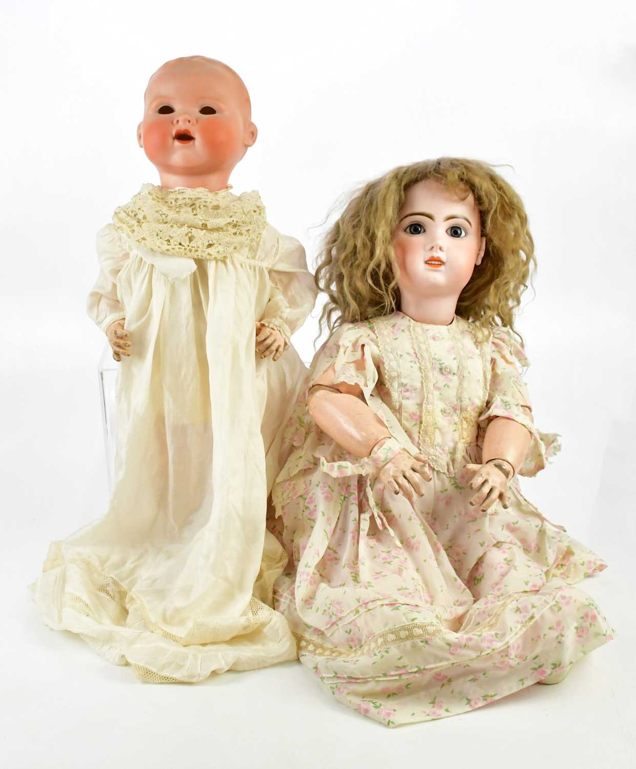 Lot 83 - TETE JUMEAU; a large bisque headed doll with...