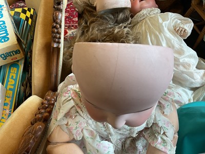 Lot 83 - TETE JUMEAU; a large bisque headed doll with...