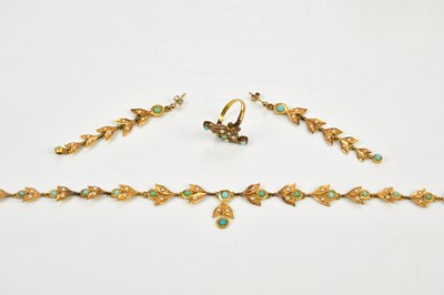 Lot 233 - A suite of Indian yellow metal turquoise and...