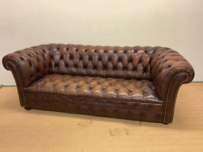 Lot 706 - A late 20th century brown leather Chesterfield...