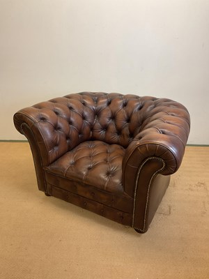 Lot 751 - A late 20th century brown leather Chesterfield...