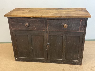 Lot 807 - A 19th century oak topped pine cupboard with...