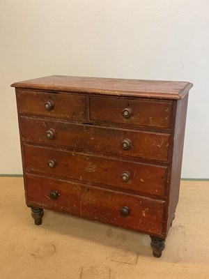 Lot 769 - A 19th century Stained Pine chest of two short...