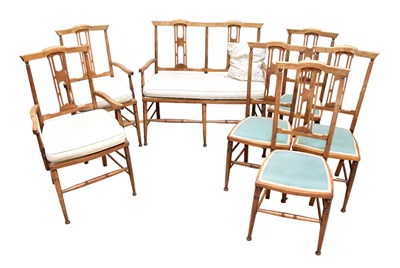 Lot 1242 - An Edwardian stained beech seven piece salon...