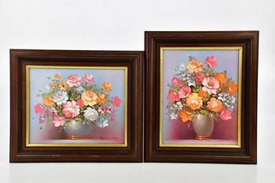 Lot 859 - ROBERT COX; a pair of oils on canvas, still...