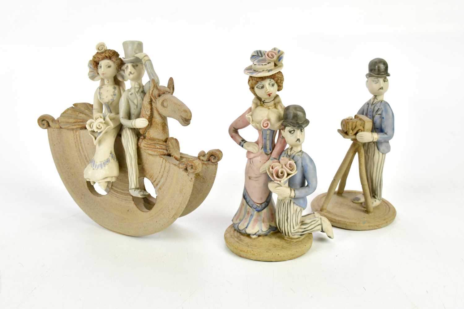 Lot 2534 - HILARY BROCK; three ceramic figures including...