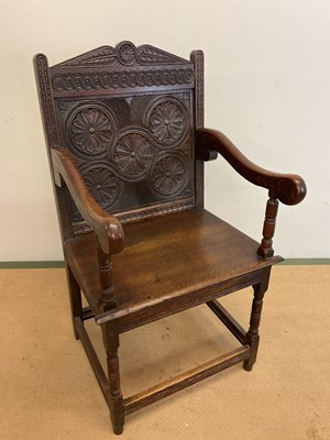 Lot 815 - A hand carved oak chair in 17th century style,...