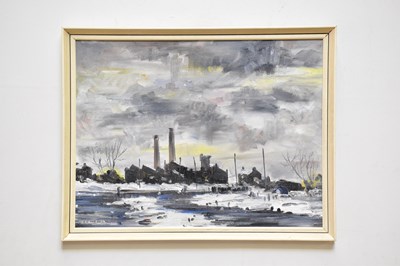 Lot 860 - C D TAYLOR; oil on board, 'Irwell, near Bury",...