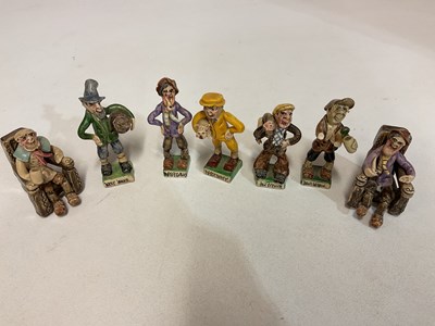 Lot 318 - WILL YOUNG; seven small pottery figures, one...