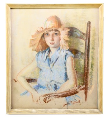 Lot 1062 - LANCELOT ROBERTS (1883-1950); pastel of a girl...