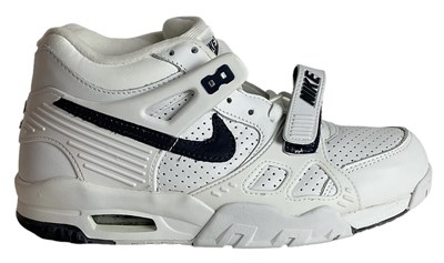 Lot 65 - NIKE; a pair of Air Trainer 3 White, Obsidian...