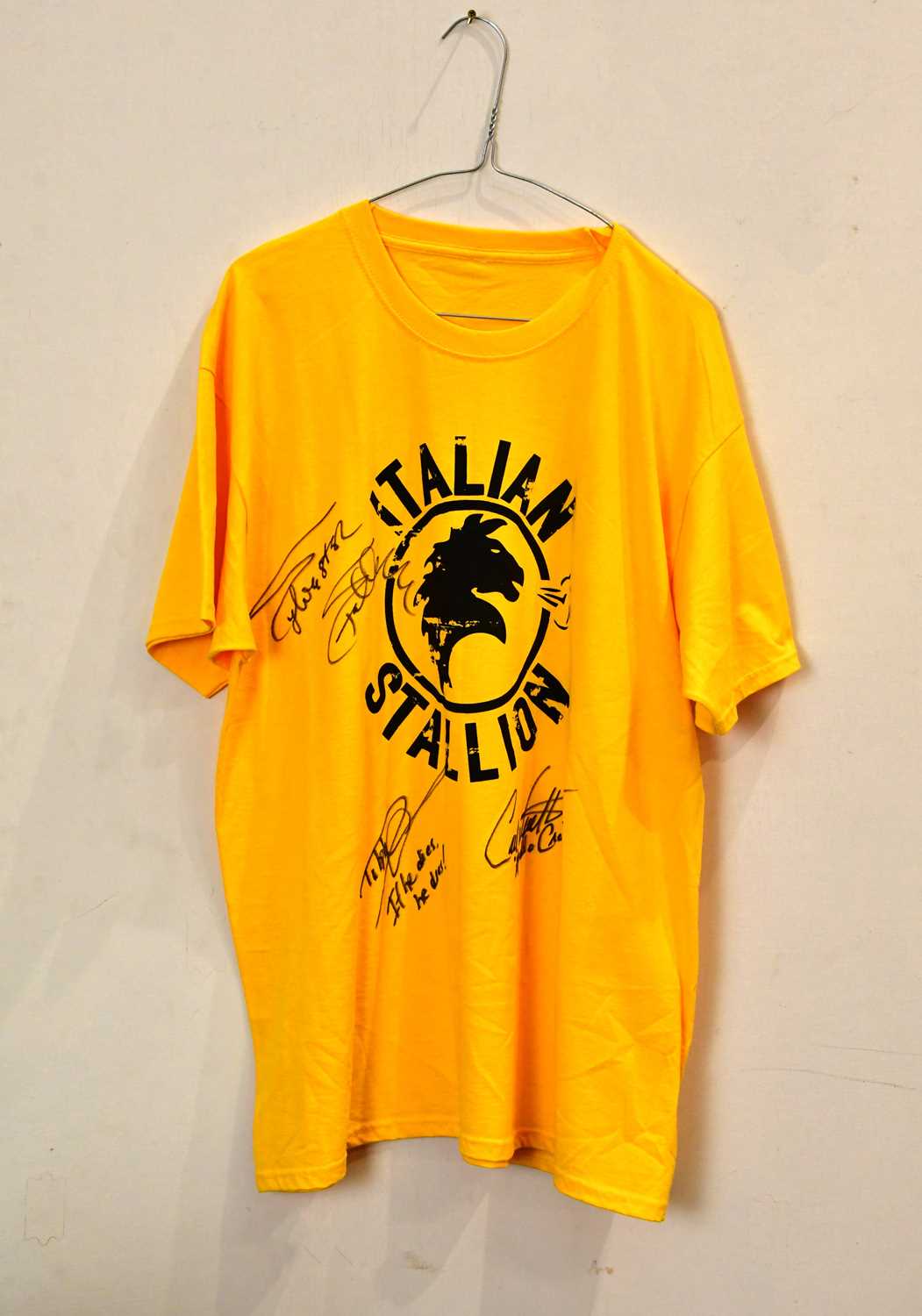 Lot 1831 - ROCKY; an Italian Stallion T-shirt signed to...
