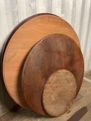 Lot 796 - Five various mahogany and other wood circular...