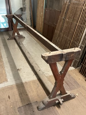 Lot 768 - A 19th century stained pine large table base,...