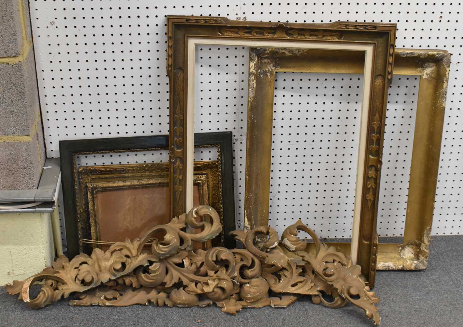 Lot 293 A gilt gesso picture frame for reassembly,
