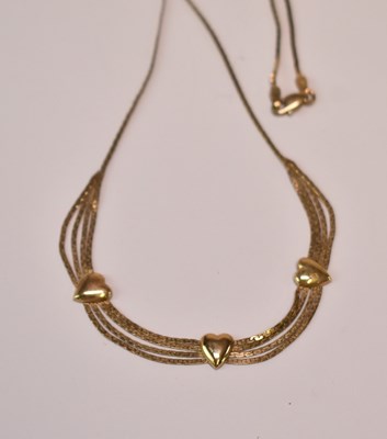 Lot 601 - A 9ct yellow gold flat link necklace set with...