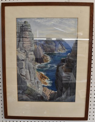 Lot 176A - JA HANCOX; watercolour, coastal scene, signed,...