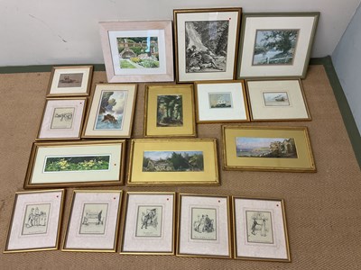 Lot 445 - Eleven watercolours and prints depicting...