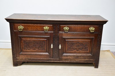 Lot 1209 - A Victorian oak sideboard with two drawers...