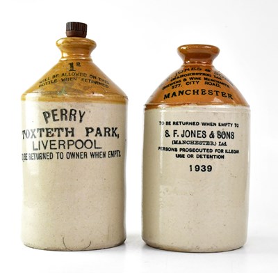 Lot 413 - Two stoneware flagons, one for 'Perry Toxteth...