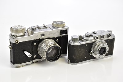 Lot 459 - Two Russian made rangefinder cameras,...