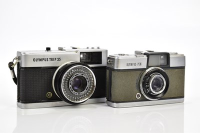 Lot 455 - OLYMPUS; two Olympus cameras, comprising a Pen...