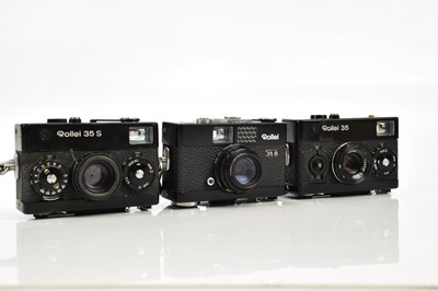 Lot 468 - ROLLEI; three Rollei compact film cameras,...